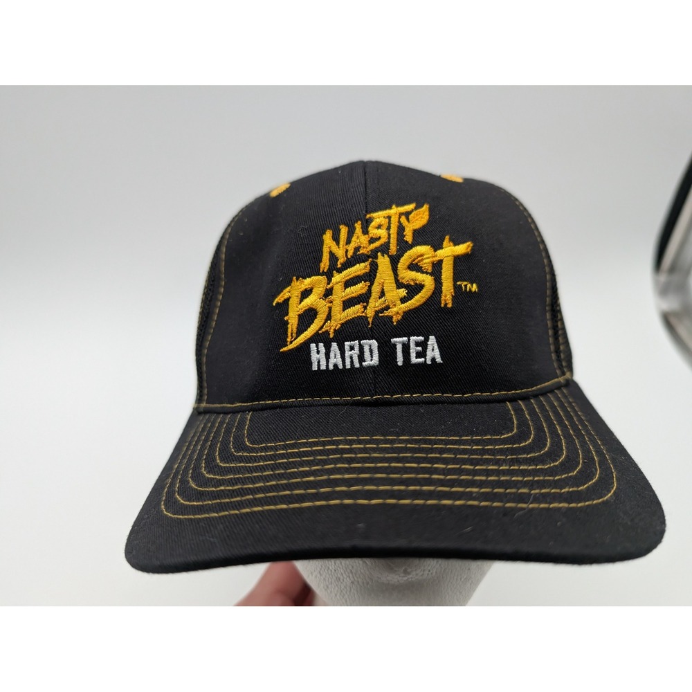 Nasty Beast Hard Tea Trucker Hat Black Yellow Snapback Mesh Baseball Cap